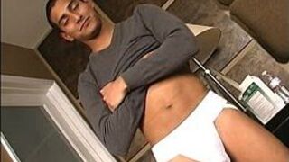 Check out this hot latino guy stroke his big uncut cock - porn video