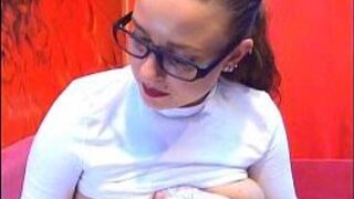 Brunete with big tits and glases on webcam - porn video