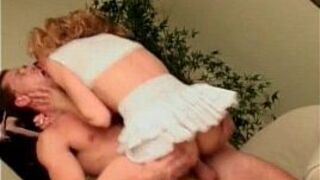 Sexy blonde college girl rides cock - porn video