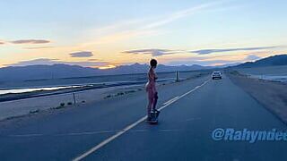 Rahyndee Desert One Wheel Cruising Naked - porn video