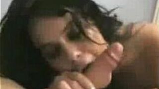 Sexy gf in lingerie sucks cock and gets sprayed - porn video