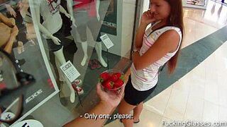 Sweet strawberry Promesita fuck in a WC - porn video