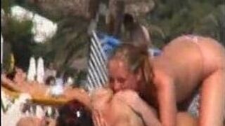 two lesbians in beach - porn video